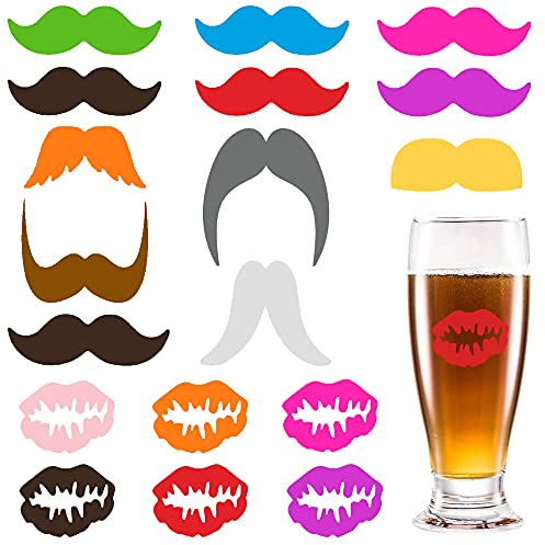 DOULEIN Cup Markers,18 Pcs Silicone Wine Glass Markers Glass Tags Bottle Markers Reusable Glass Identifiers for Party, Bar, Family Dinner Drink Identifiers