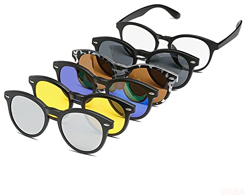 YQJY Magnetische Sonnenbrille, Polarisierte Sonnenbrille, Sonnenbrille Zum Aufstecken,5 Stück Polarisierte Sonnenbrillen Magnetclip Brillenglas Linsen Magnetclips Set,J