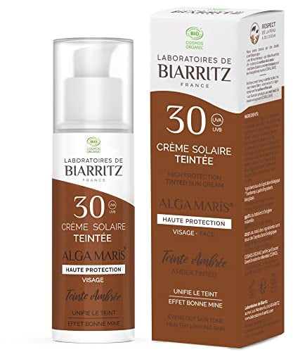 Crème Solaire Teintée Visage SPF30 Bio Ambrée Alga Maris Laboratoires de Biarritz