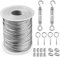 HZSOOCH 15 m Φ2 mm Drahtseil-Set, Garten-Draht-Pergola-Kits, Catenary Draht-Set, Spannschloss-Drahtspanner-Set – robustes Edelstahl-Kabelseil, Lag-Schraube, Spannschloss-Drahtspanner