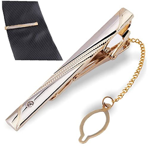 Pinces À Cravate pour Hommes Styles Longs Pince À Cravate Pince À Cravate Épingles À Cravate Barre De Cravate avec Chaîne pour Chemise De Robe Formelle De Mariage d'affaires