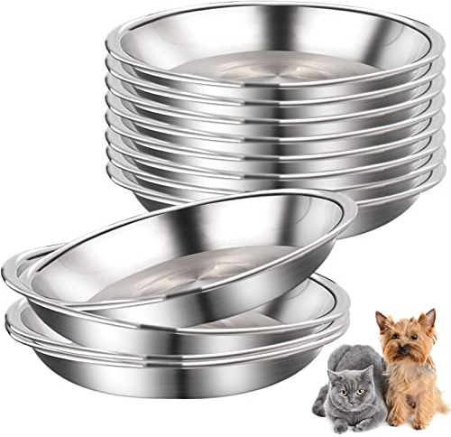 Futternäpfe aus Edelstahl, flach, für kleine Hunde und Katzen, 12 Stück