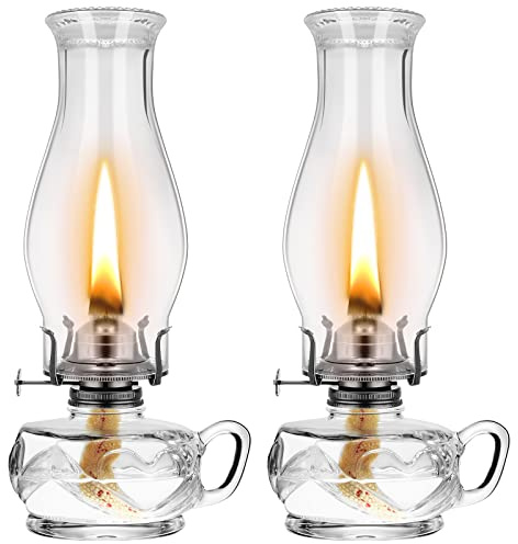 Lámpara de aceite de cámara clásica de queroseno, linterna de aceite vintage, decorativa, antigua, transparente, lámpara de huracán con mecha de fuego ajustable para uso doméstico en interiores, 12.6