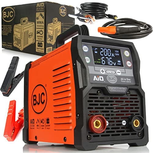 Soldadora Inverter 3 en 1 con cargador de coche y arranque | 200 A | 14 x 30 x 20 cm | Sistema VRB y refrigeración activa