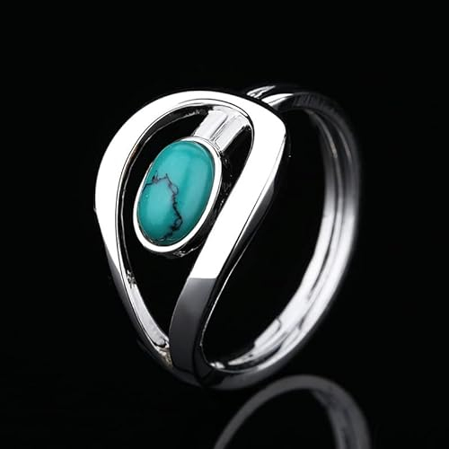 CUSIOALQQ Sterling Silber Türkis Ring für Frauen Edelstein Boho Schmuck Edelstein Natürlicher grüner Achat Onyx Vintage Verlobungsring Schmuck Mama Geschenk O