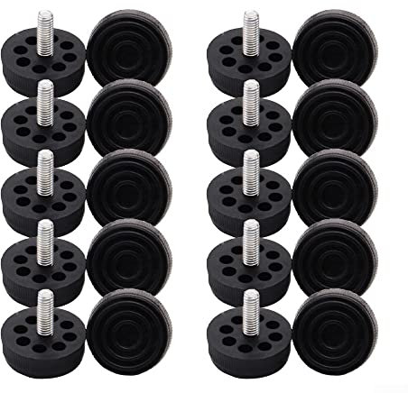 Lot de 10 pieds de meubles réglables, M6 x 30 x 20 mm, vis de meubles avec écrou à enfoncer, pied de réglage pour pieds de table, pieds de meubles