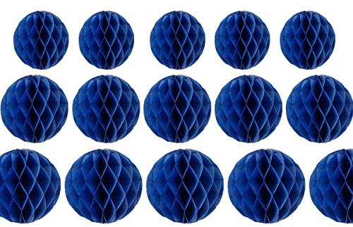 15pcs Honeycomb Balls Decorations 4'' 6'' 8'' Royal Blue Paper Flower Balls