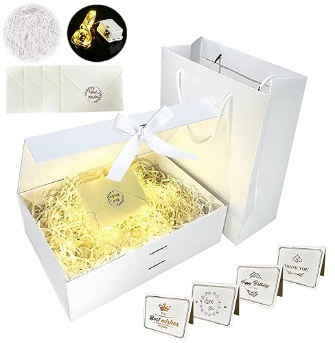 YeahBoom Geschenkbox Mit Schleife,Kiste+Tasche+Farbband+Licht,Magnetische Geschenkbox,Geschenkschachtel,Geschenkbox mit Deckel,Geschenkverpackung Box mit Band,Geschenkkarton Für Geschenke,Valentinstag