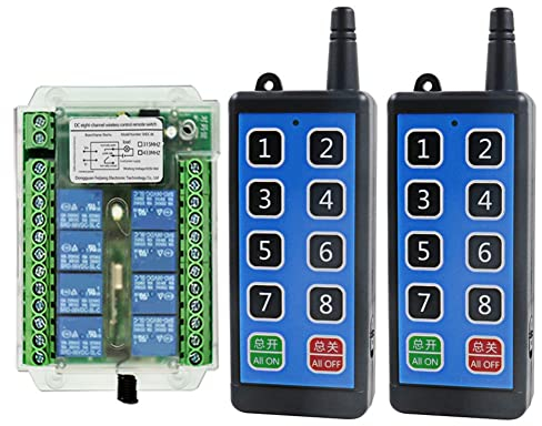Yklhsocneg 8 Kanal Wireless RF Remote Control Switch 12V/24V/36V 433MHz Remote Cont Wireless Remote Motor Control Switch DC9V-72V