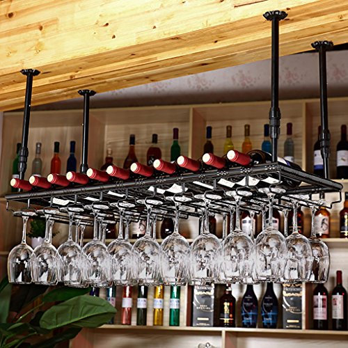 Weinregale Weinregal aus Metall/Hängender Rotweinbecherhalter/Umgedrehter Glashalter/Kreative Hausbar/Weinregal Hängender Glashalter (Farbe: SCHWARZ, Größe: 60 * 35 cm) Made in China