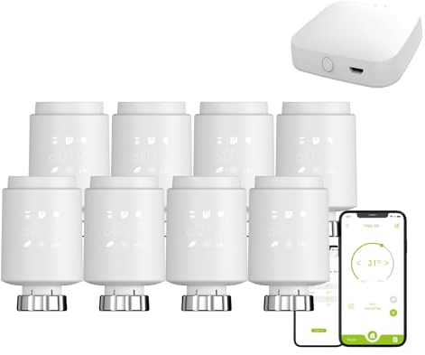 Qiumi Zigbee Thermostat Heizkörperventil, Smart Programmierbarer Thermostat, Temperaturheizung, eTRV, Alexa, Googlehome Sprachsteuerung, Steckertyp ist M30 x 1,5
