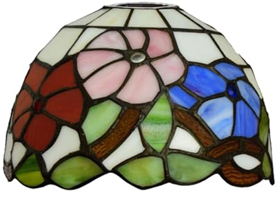 BOTOWI Nur Austausch des 8-Zoll-Lampenschirms im Tiffany-Stil, Lampenschirm aus Buntglas Zubehör für Morning Glory Lampenschirme Passend für Pendelleuchten und Wandlampen