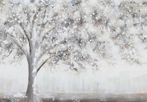 Papier Peint Panoramique Tropical Paysage Motif Chinois Tapisserie Murale 3D Peinture À L'Huile Grise Et Blanche Peinte À La Main D'Un Arbre Salon Chambre Adulte Enfant Zen Poster Geant Mural