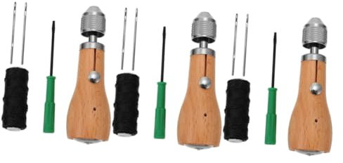 SHINEOFI 3 Set Di Kit Di Strumenti Per Cucire La Pelle Punteruolo Da Cucito A Mano Cucitura Manuale Materiale Robusto Aghi Di Stoccaggio