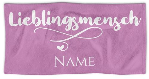 PR Print Royal Badetuch personalisiert mit Wunschname - Personalisiertes Badetuch - Lieblingsmensch - Persönliches Namensgeschenk für Familie und Freunde | 140 x 70 cm, Flieder