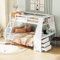 Zravenna Hochbett 140x200cm, 90x200cm Etagenbett für 2 Kinder, Hochbett Kinder, Kinderbett Ausgestattet mit Tisch, Großer Stauraum, Hohes Geländer, Weiß (Weiß)