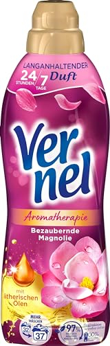 Vernel Aromatherapie Bezaubernde Magnolie Weichspüler (37 Waschladungen), langanhaltender Wäscheduft mit ätherischen Ölen für 24/7 Frische, recycelbare Flasche
