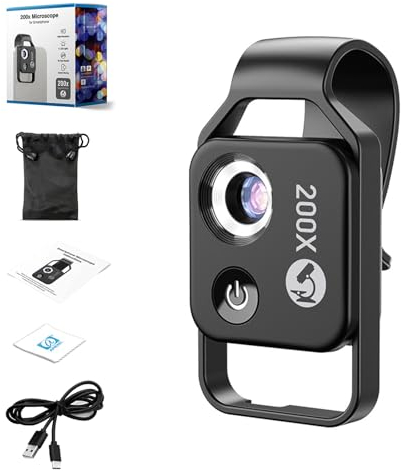 Nano Zoom, Nano Zoom für Smartphone, Smartphone Mikroskop, Nanozoom für Phone Nanozoom 200 für Handy Nano Zoom für Handy Smartphone Mikroskop Handy Mikroskop Nano Zoom für iPhone (Schwarz, Ohne CPL)