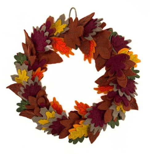 Humble Hilo Handgefertigter Filz-Blumenkranz, Weihnachtskranz, Dekoration, Herbst-Türkranz (Herbstblätter-Kranz)