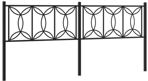 vidaXL Ersatz-Kopfteil, Bettkopfteil aus Stahl Metallkonstruktion, Betthaupt für Bett Metallbett Doppelbett, Bettzubehör Schlafzimmer, Metall Schwarz 193cm