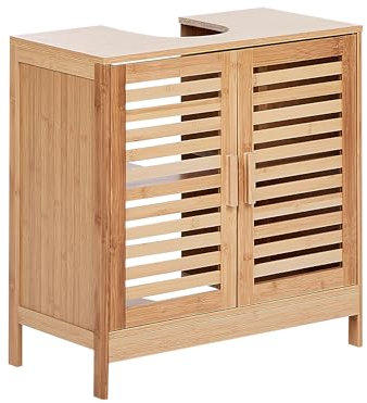 Beliani Meuble de Lavabo en Bambou Minimaliste Rangement de Salle de Bain Bois Clair Missoula