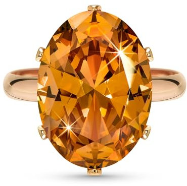 Linawe Bagues pour femmes, grande taille, bague en diamant citrine et moissanite, bijoux ajustables en or rose, bague à doigts, bagues tendance pour femmes