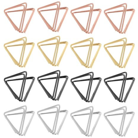 UEAVOID 16 Stück Tischkartenhalter Kartenhalter Nachrichtenclip Metall für Hochzeit Party Babyparty (Gold, Roségold, Silber, Schwarz) (Dreieck)