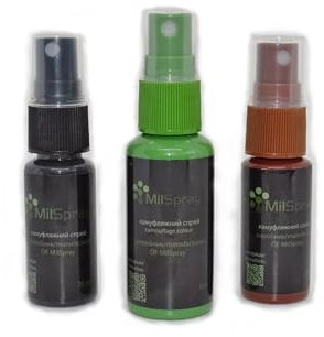 MilSpray CAMOUFLAGE FACE PAINT SPRAY SET OF THREE ARMY MILITARY CREAM FOREST