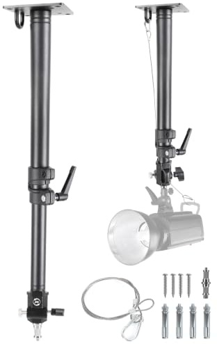 Fotostudio Deckenhalterung Kamera Halterung 360° Drehung Wand Deckenleuchte Halterung Galgenarm bis 71.9 cm für Foto Video Monolights, Regenschirme, Reflektoren, Overhead mit 3/8 Zoll & 1/4 Zoll