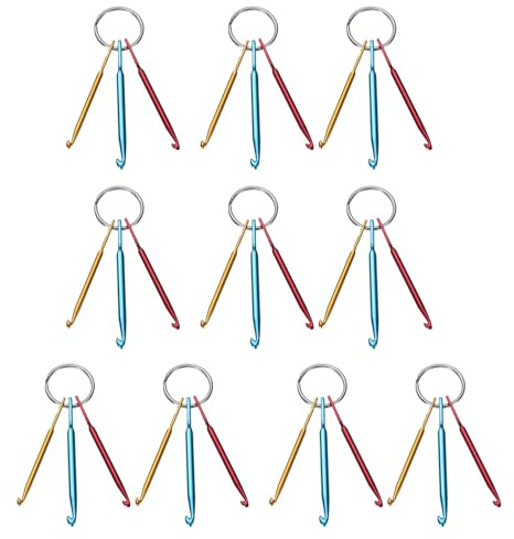 sourcing map Aluminum Keychain Crochet Hook Mini Mixed Small Crochet Yarn Needles Multi-Colour Weaving Tool for Beginners Adults