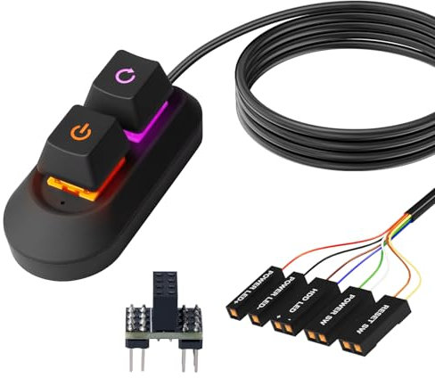 Interruptor de alimentación para ordenadores de sobremesa, cable de extensión externo de 2 m con control de inicio y reinicio, botón de encendido para PC, con luz LED para placa base de ordenador