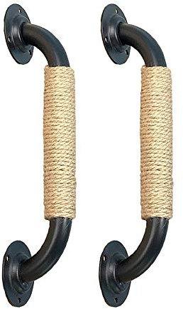 Tirador de puerta corredera de hierro forjado negro para puertas de madera, 35 cm de longitud, estilo rústico