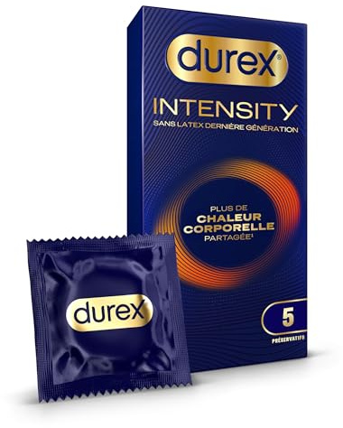 Durex Intensity – 5 Kondome für Herren, ohne Latex, ultradünn | Neueste Generation – mehr gemeinsame Körperwärme – Standardgröße