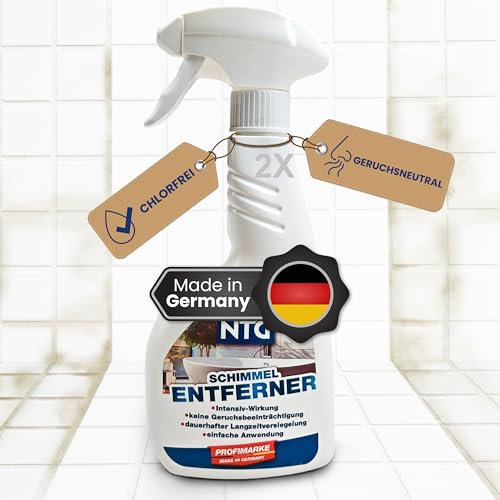 NTG Schimmelentferner OHNE CHLOR 500 ml Sprühflasche Schimmelreiniger Schimmel vernichter Schimmelentferner Wand, Bad, Fugen, Holz, Silikon, Stockflecken Profi Schimmelentferner (2 Flaschen 1000 ml)