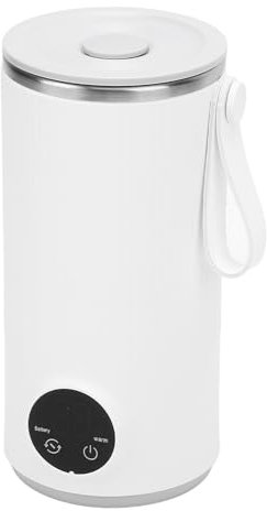 Bollitore Elettrico Portatile, Bollitore Elettrico Ricaricabile Tramite USB con Agitatore, Riscaldamento Rapido 55°C, 2 Batterie Al Litio da 3000 MAh, capacità 400 Ml, Acciaio