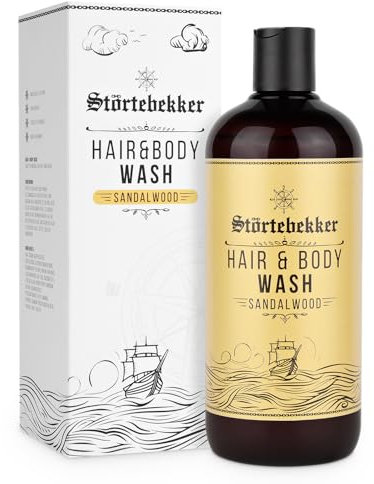 NEU: Störtebekker® Premium Hair & Body Wash Sandelholz - 2in1 Shampoo und Duschgel Männer - Feuchtigkeitsshampoo mit Aloe Vera - Showergel und Shampoo Herren - 500ml - aus natürlichen Inhaltsstoffen