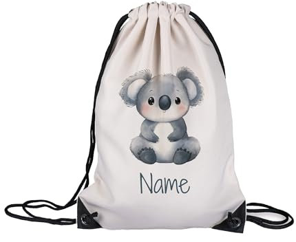 GRAZDesign Personalisierter Turnbeutel für Kinder - Koala-Design, Individualisierbar mit Namen - Perfekte Kindergarten Stofftasche