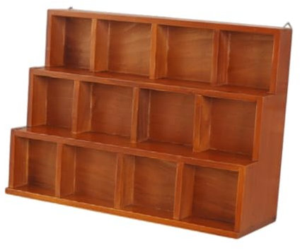 perfk Servitore di teiera montato a parete Porta in legno portatore di legno Porta di tazze da tè per tazze Figurine da collezione bagno per la casa