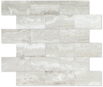 OYASIMI 1 Piece Durable Stick on Tiles Kitchen Backsplash, 12 PVC Self Adhensive Wall Tiles, Dolomite Stone Splashback for Kitchen & Bathroom
