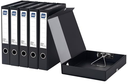 POERMA 6 Pcs Box Files,Black Folding Filing Boxes 50mm Spine Foolscap Fits A4,Archive Boxes with Spring Clip for Office、Homes and School