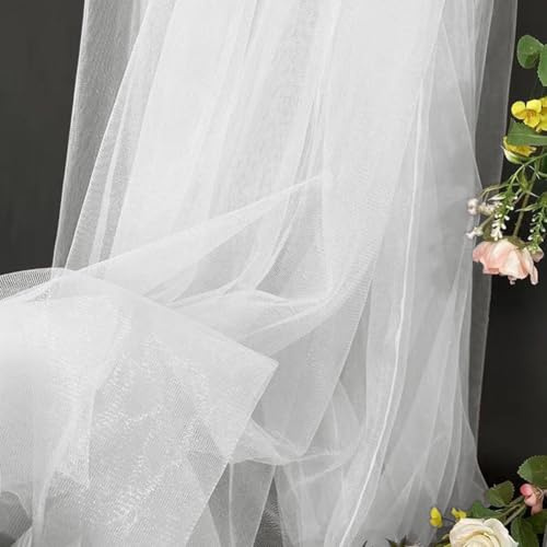 YNNHUDEEP Tüllstoff Weiß Organza Stoffe, 3 m x 160 cm, Tüll Meterware | für DIY Tisch Party Torbogen Hochzeit Decoration Tüllrock Schleier