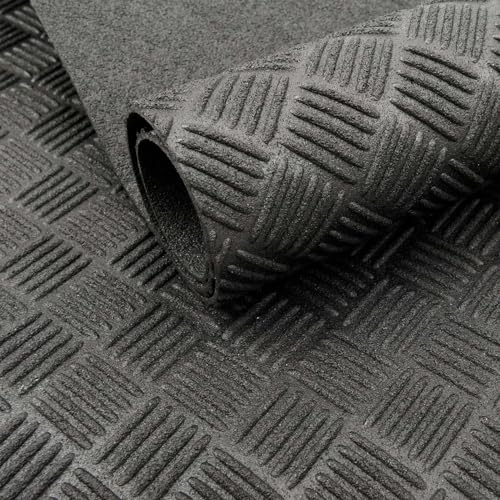 Nicoman Rubber Floor Matting Roll, 4mm Thick, Heavy-Duty Non-Slip, 1.2m 1.7m Width, Up to 15m Length, Multi-Purpose for Work Areas, Ramps, Vans & Sheds, Black (1.2m x 7m)