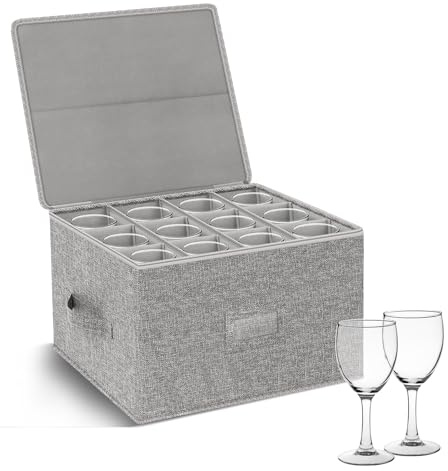 Kukikan Aufbewahrungsbox für Weingläser, Harte Schale Stielgläser Aufbewahrungsbehälter, Umzugskartons Gläser, Gläserkarton mit Trennwänden für 12 Kristallglaswaren, Weinglas, Champagner Gläser
