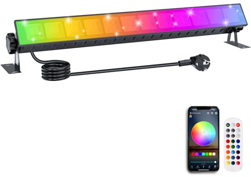 BOSITE Faretto RGB, 30 W RGB LED Wallwasher con telecomando a 360°, faretto LED per esterni, IP66, impermeabile, timer, effetti di luce LED per discoteca, Halloween, Natale