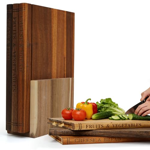 Nisorpa Book Cutting Boards Set,3pcs Wooden Chopping Boards with Stand | for Vegetables,Cheese,Bread & Meat,Decorative Chopping Board Gift Set