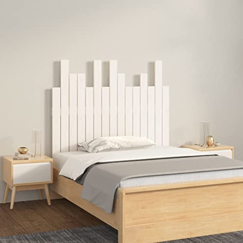 SKTQYQO Wand-Kopfteil aus massivem Kiefernholz, weiß, 95,5 x 3 x 80 cm, für Schlafzimmer, klassisches Design mit variablem Lattenrost, einfache Wandmontage, Halterung