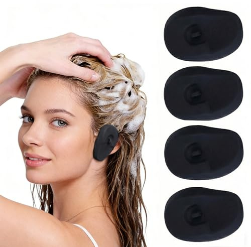 KOQAIIZ 4pcs Protector Orejas, Orejas Mechas Silicona Profesional, Cubierta de oreja, para peluquería Mujeres Spa (Negro)