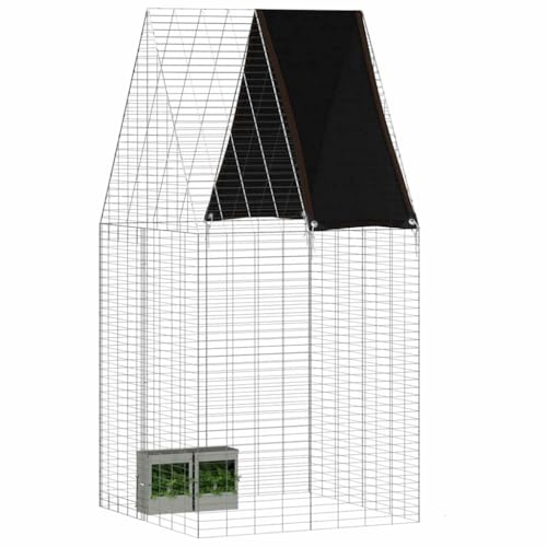 vidaXL Hasenkäfig Silber 100 x 100 x 210 cm Verzinkter Stahl, Garten und Terrasse, Robustes modernes Tierhaus, Wetterfester geschützter Bereich für Deine Lieblinge