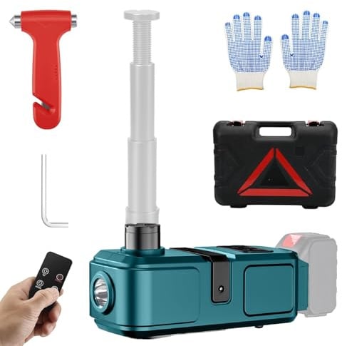 Cric elettrico 5T per batteria Makita da 18 V, cric portatile senza fili con luce LED, altezza di sollevamento: 155-450 mm, perfetto per auto, SUV, camion, auto, sostituzione pneumatici e riparazioni