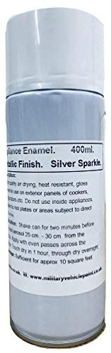 1 x 400ml Silver Sparkle Gloss Fridge, Cooker and Appliance Enamel Paint. Heat Resistant